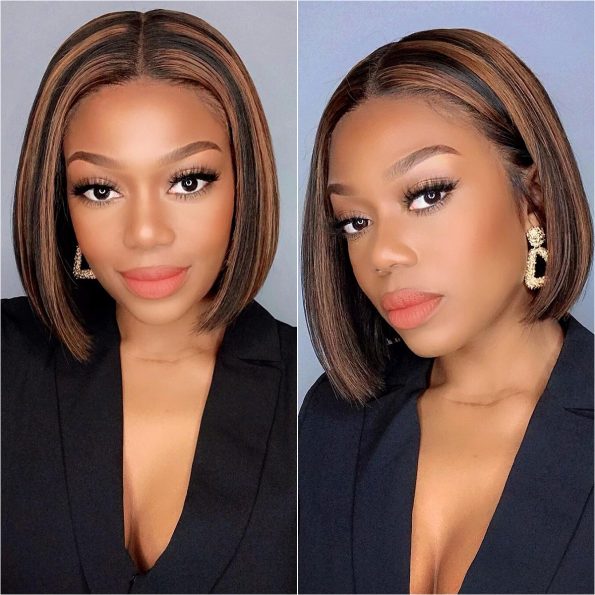highlight straight bob wig