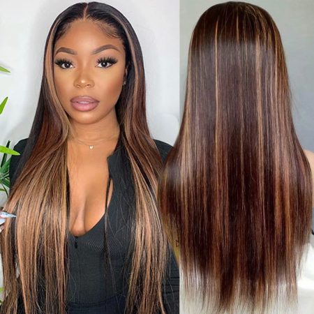 Highlight Straight Wig 13x4 Lace Front Wig Colored Human Hair Lace Wig