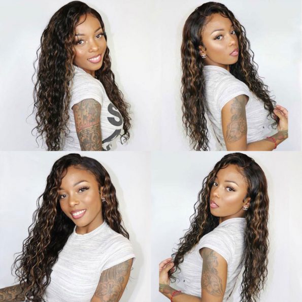highlight water wave lace front wig