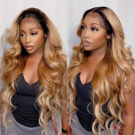 honey blonde body wave wig
