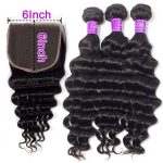 Loose Deep wave Hair 3 Bundles With 6×6 Lace Closure