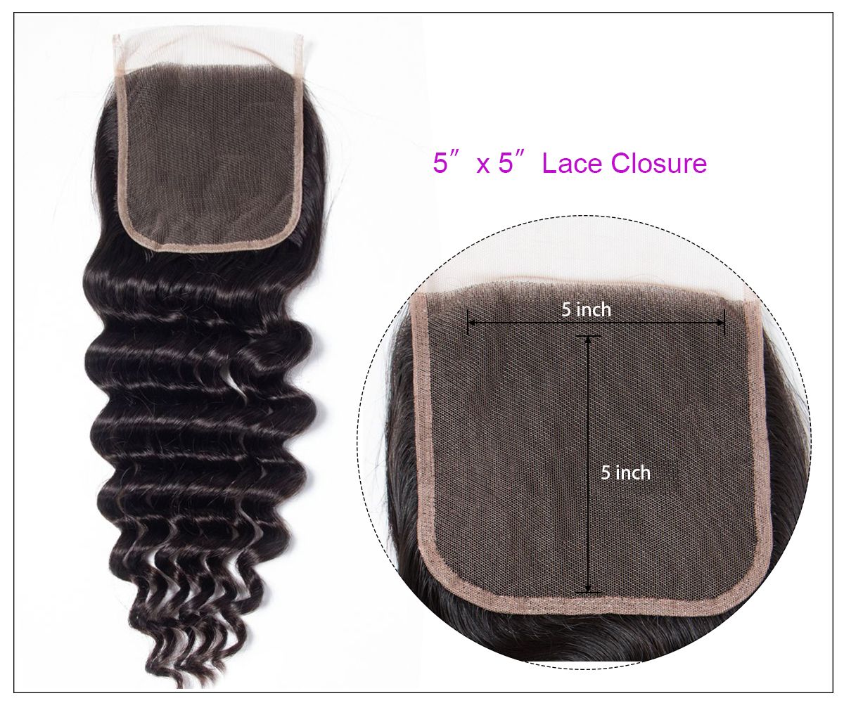 Brazilian Loose Deep Wave 3 Bundles With 5x5 Closure