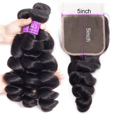 Loose Wave 3 Bundles With 5x5 Closure