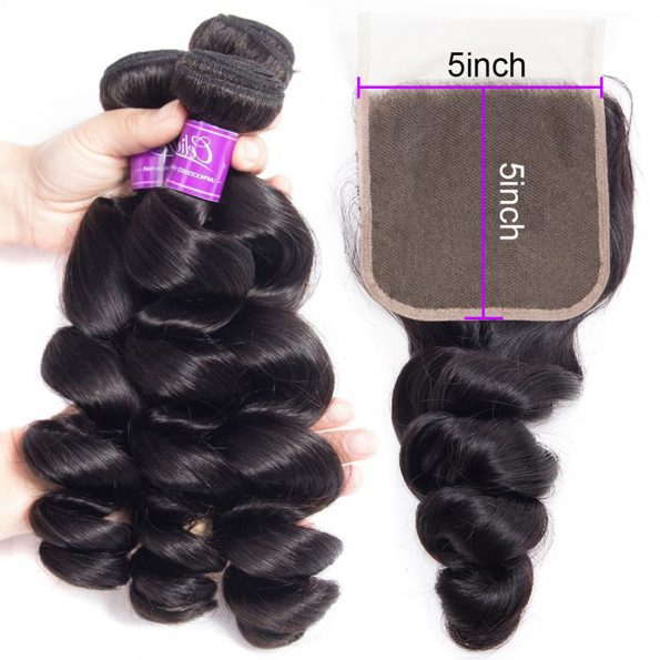 Loose Wave 3 Bundles With 5×5 Closure