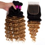 1B/27 Loose deep wave Hair 3 Bundles With Closure