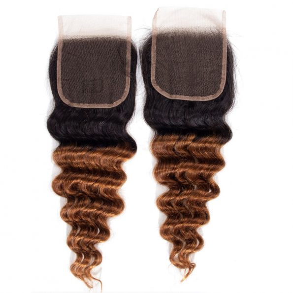 1B/30 deep wave Hair 3 Bundles With Closure