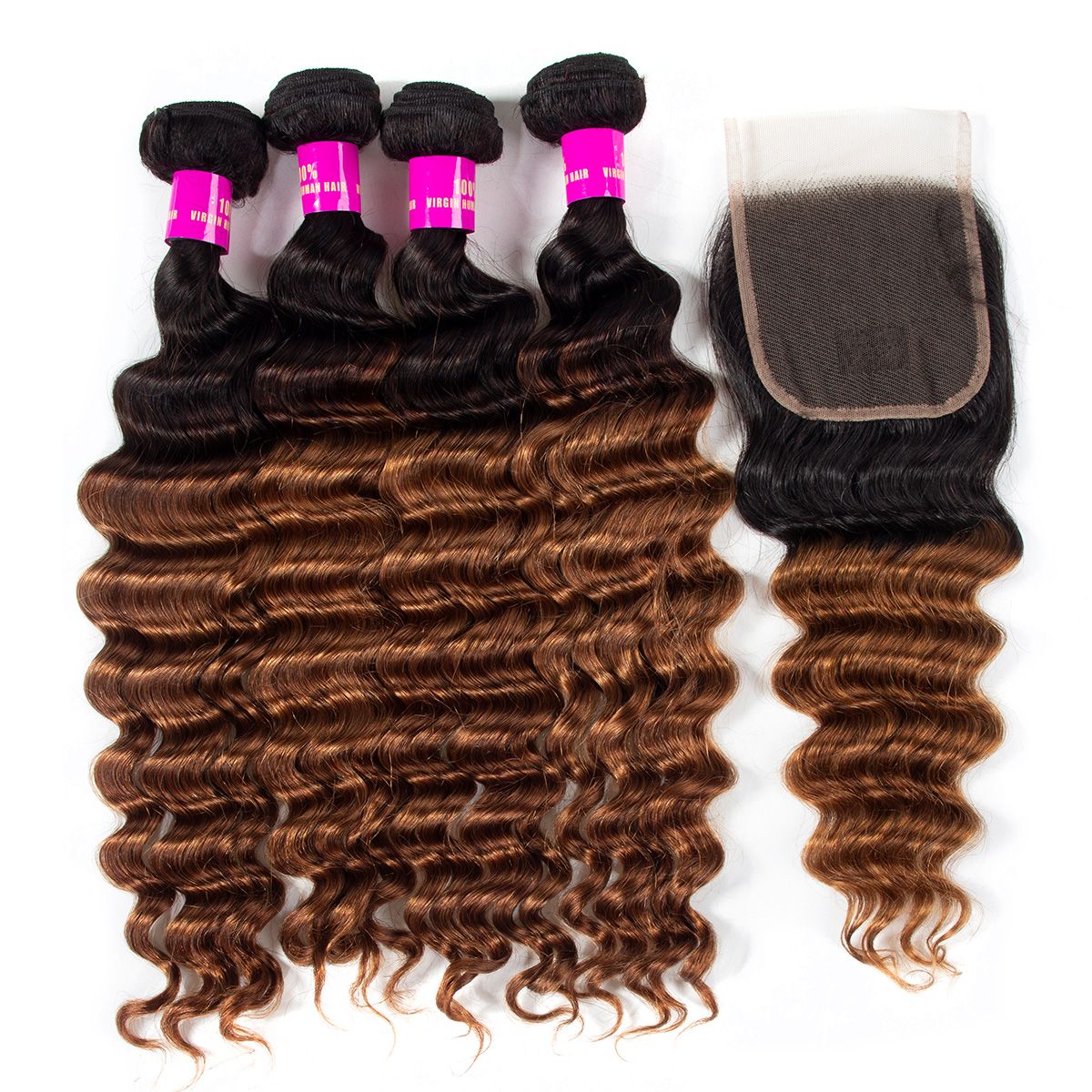 1B/30 Loose deep wave Hair 3 Bundles With Closure