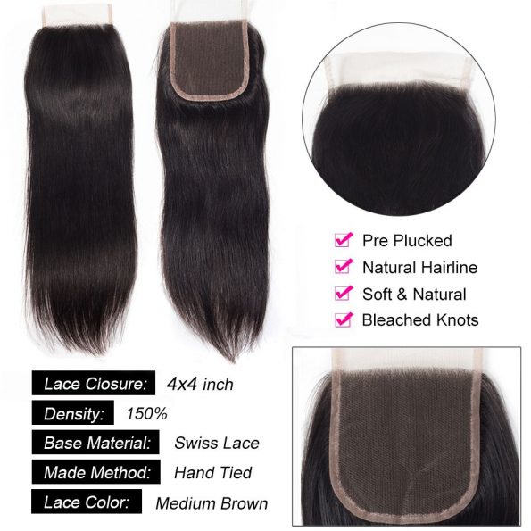 Straight Hair 4 Bundles With Closure