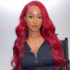 red body wave lace front wig