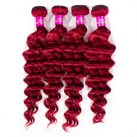 Red Loose Deep Wave 3 Bundles With Closure