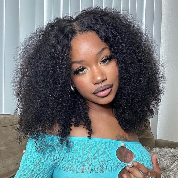 silk base kinky curly mid length wig (1)