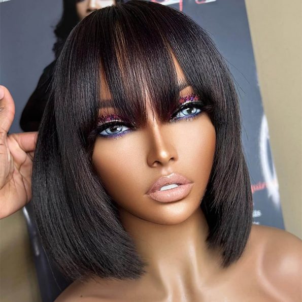 straight bob wig with bang Minimalist Lace (3)