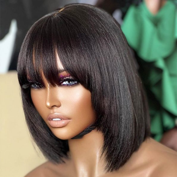 straight bob wig with bang Minimalist Lace (4)