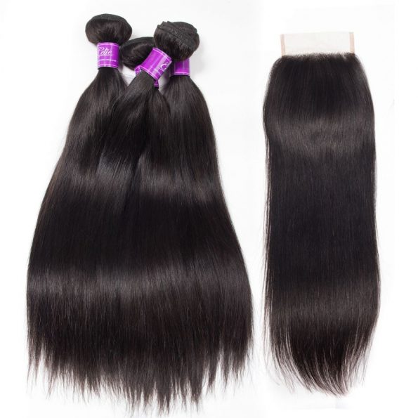 Straight Hair 4 Bundles With Closure