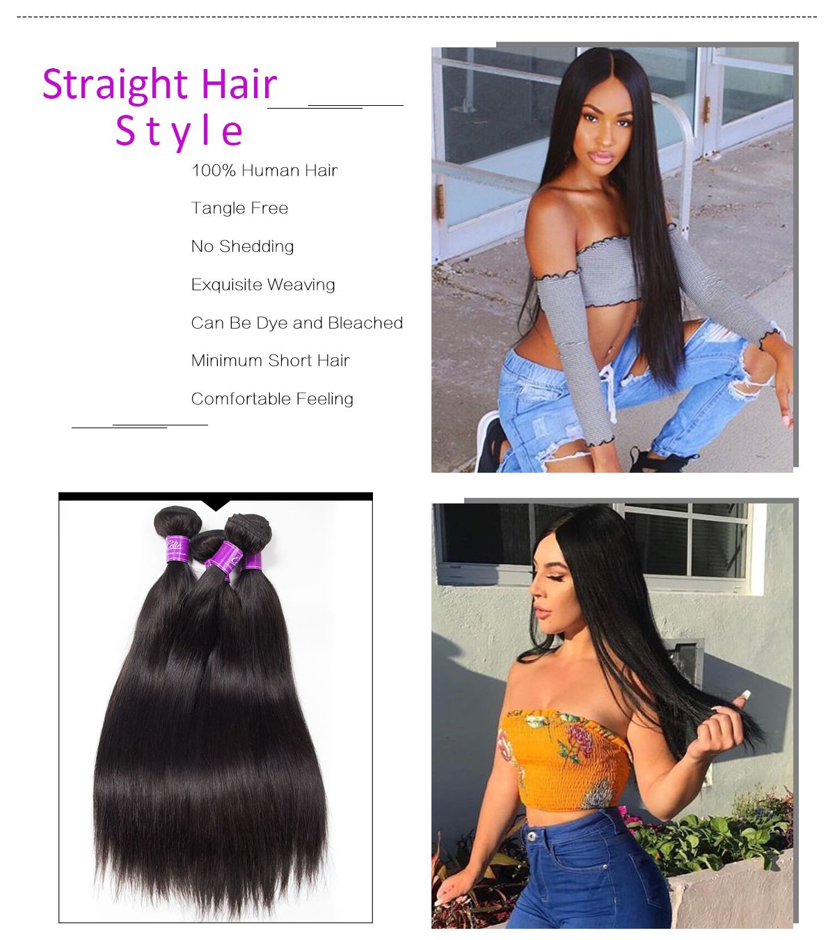 Straight Hair 4 Bundles With Closure