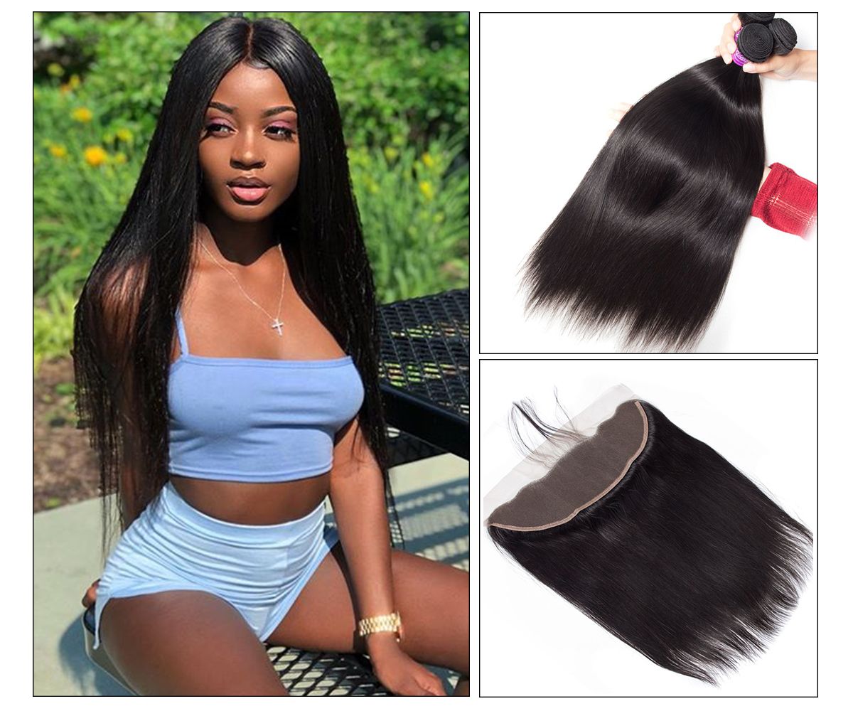 Straight Hair 4 Bundles With Frontal 