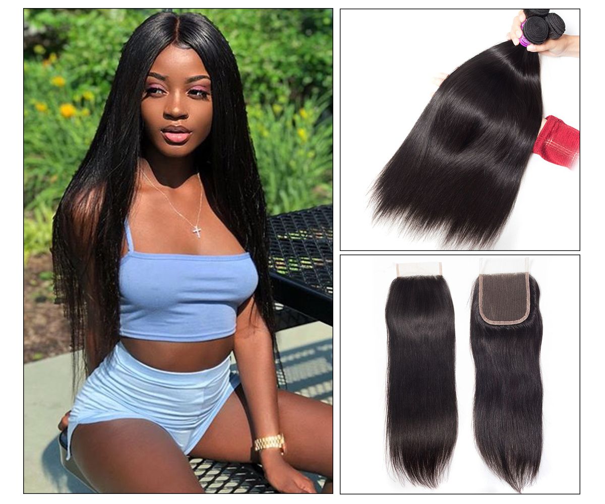 Straight Hair 4 Bundles With Closure