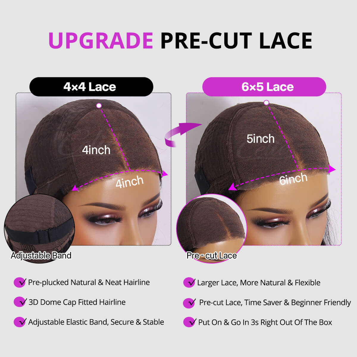 upgrade pre cut glueless wig
