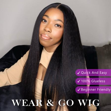 upgrade pre cut wear go glueless wig kinky straight