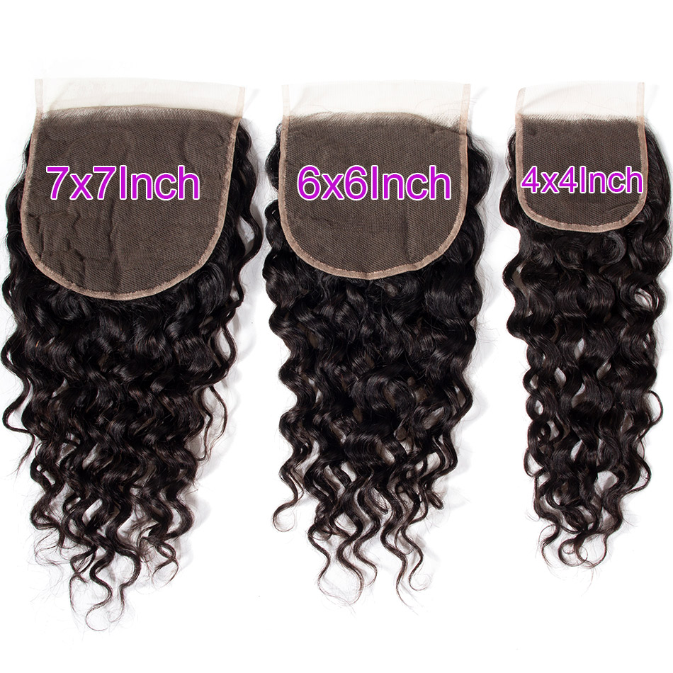 water wave Hair 3 Bundles With 6x6 Lace Closure