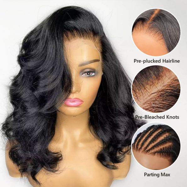 pre-bleached knots short cut loose body wave wig