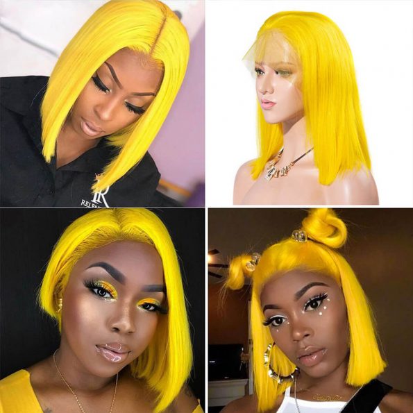 yellow bob wig human hair