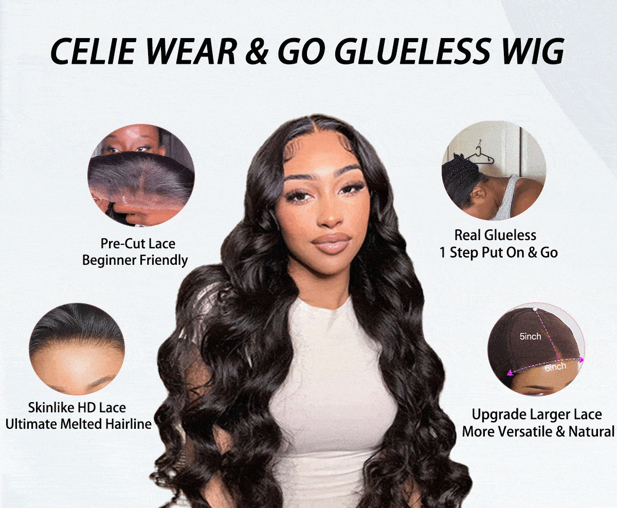 celie wear go glueless wig