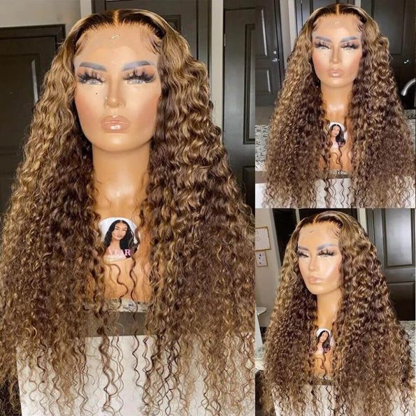 honey blonde deep wave lace front wig (1)