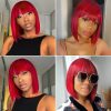 red bob wig with bangs