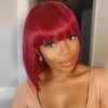 red bob wig with bangs