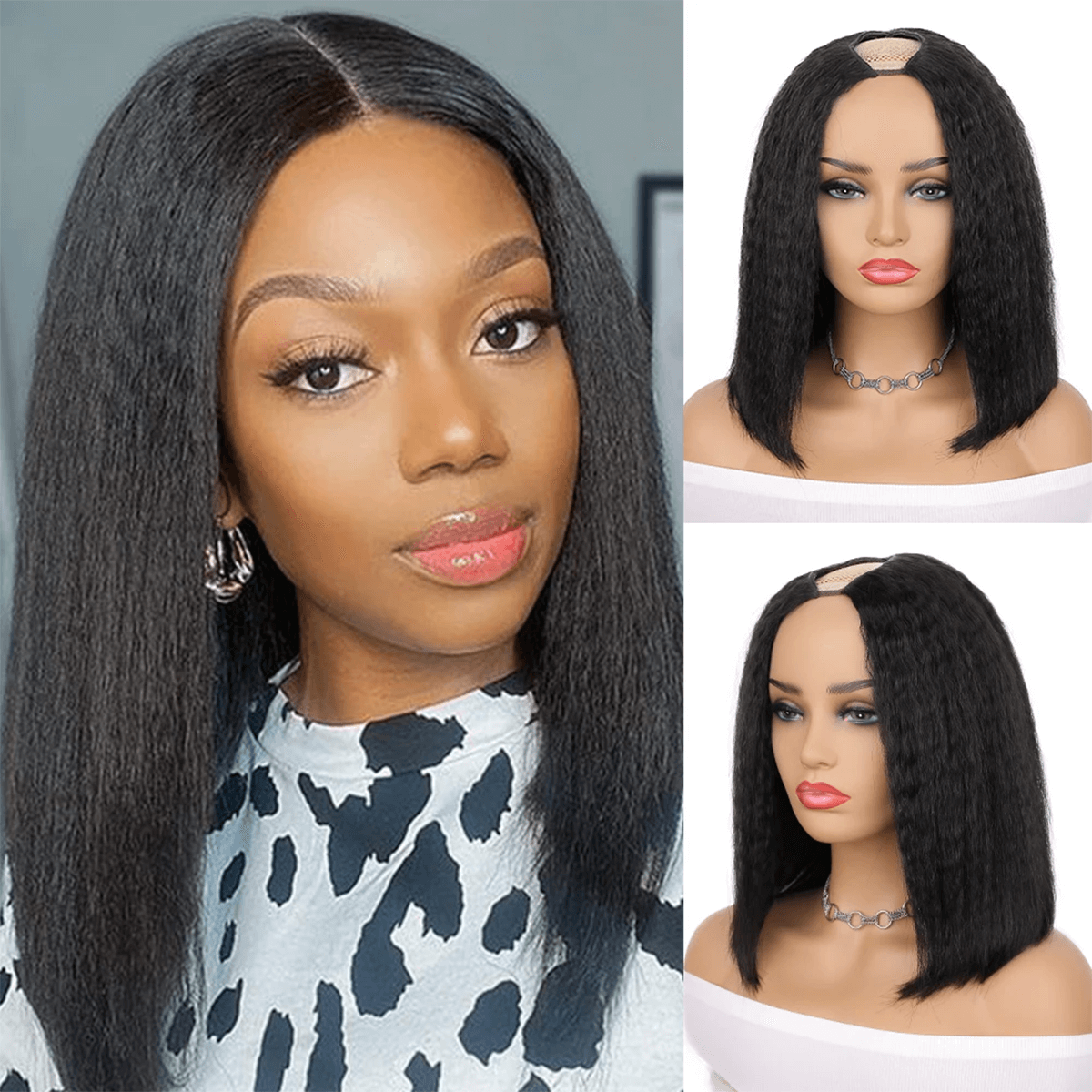 Soft Kinky Straight U Part Human Hair Wigs EASY and Quick Install Beginner