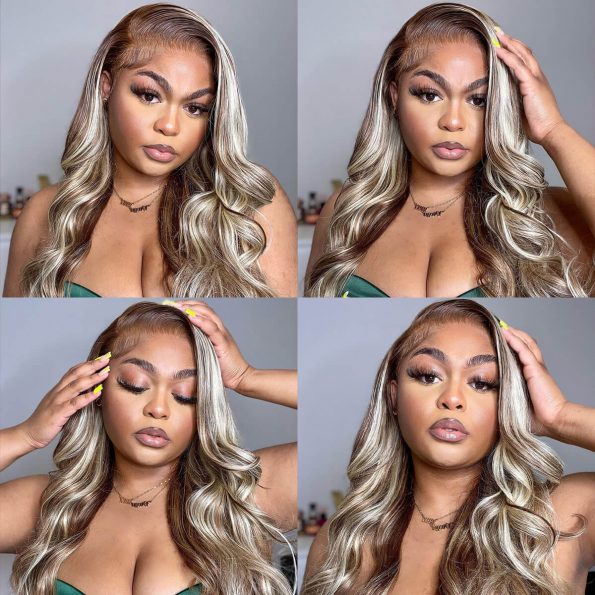 blonde highlight body wave wig