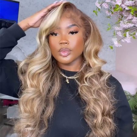 blonde highlight wig body wave