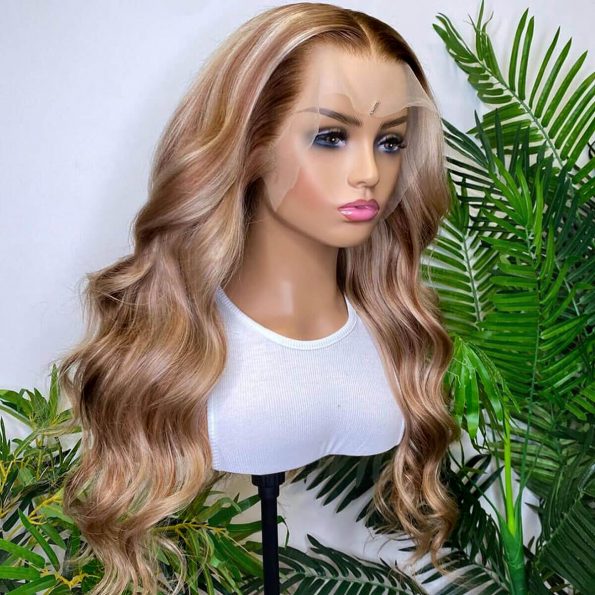 blonde highlight wig human hair body wave