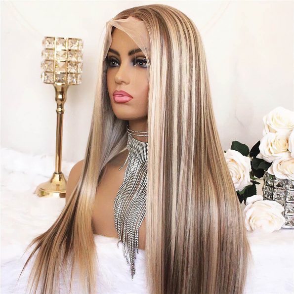 blonde highlight wig straight hair