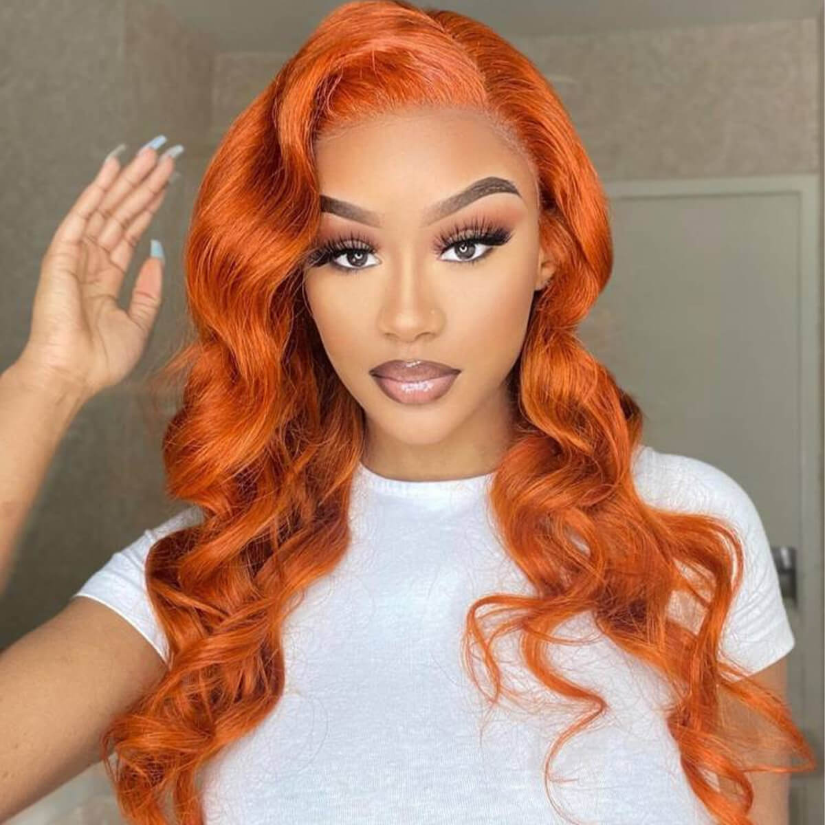 Orange Ginger Brown Lace Front Wigs Human Hair Pre Plucked 150% Density  Wigs for Black Women Human Hair Body Wave Human Hair Lace Front Wigs(18  Inch,Orange Ging…