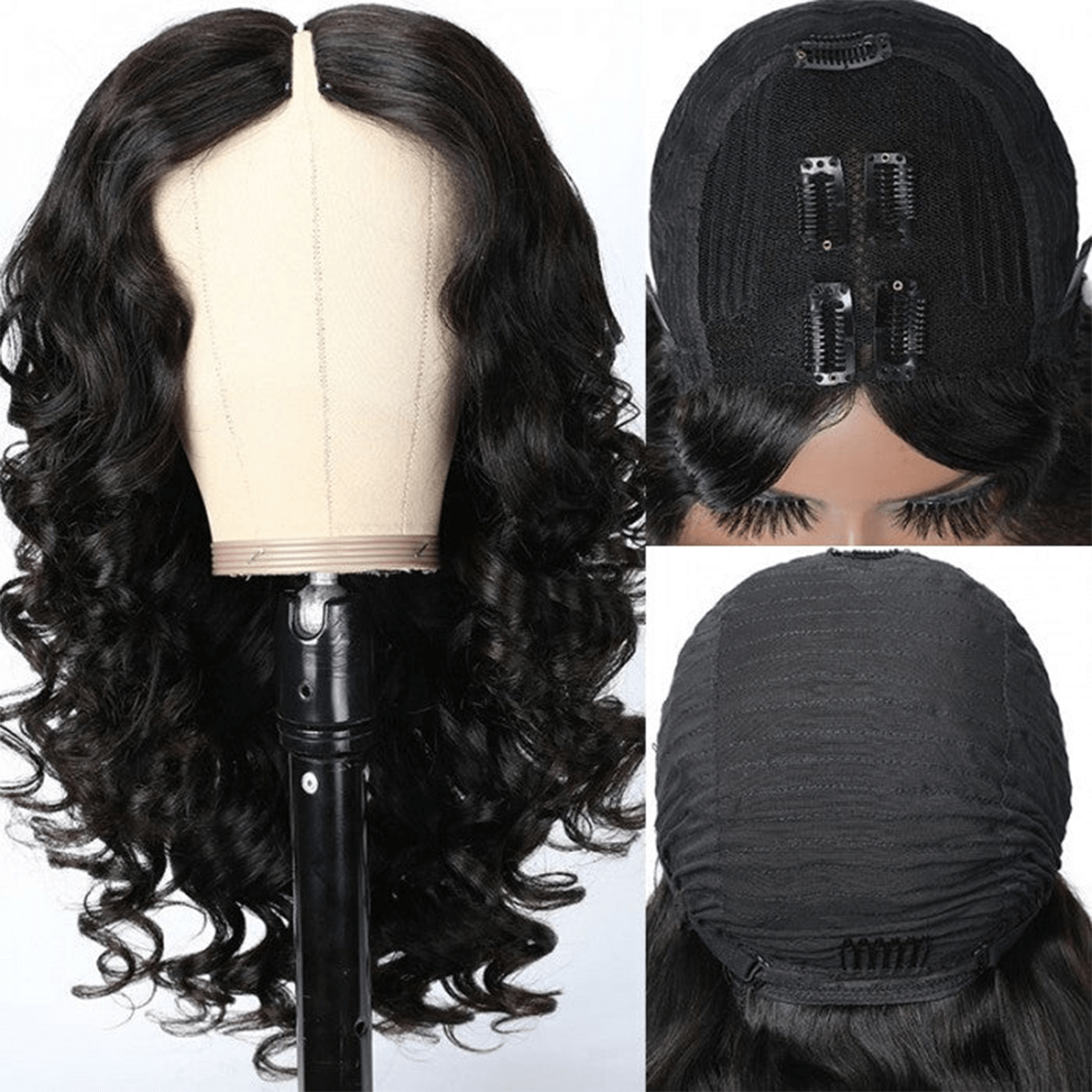 barrel curls v part wig