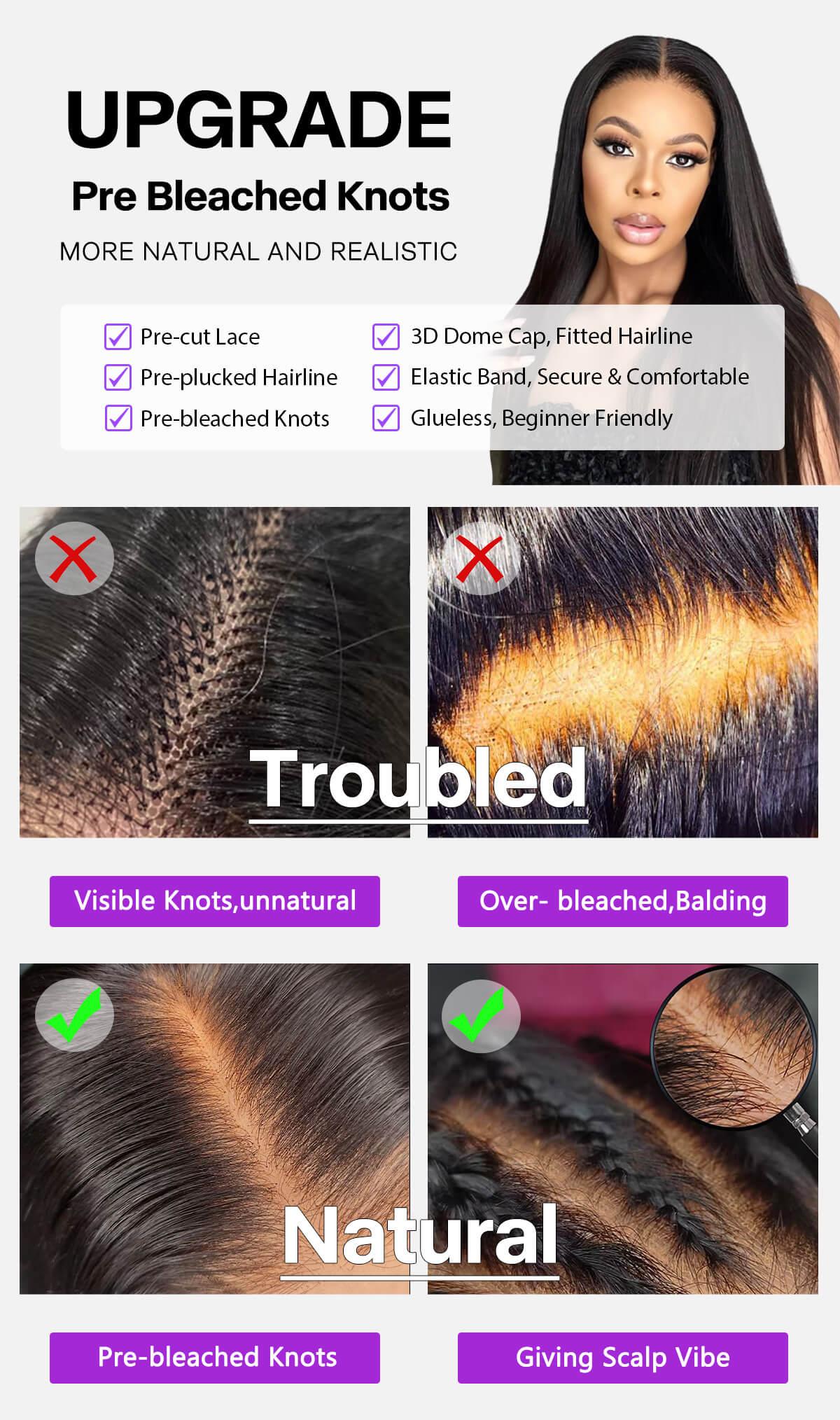 prebleached knots wear go wig