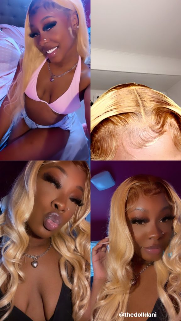 Love this 613 unit. I love the brown roots, this was my first time going blonde I wanted to find a unit with dark roots already that I didn’t have to dye. After purchasing this  I am so In love. The Package came with a wig grip band, a super cute mink lashes and a wig cap. And the lace MELTS!