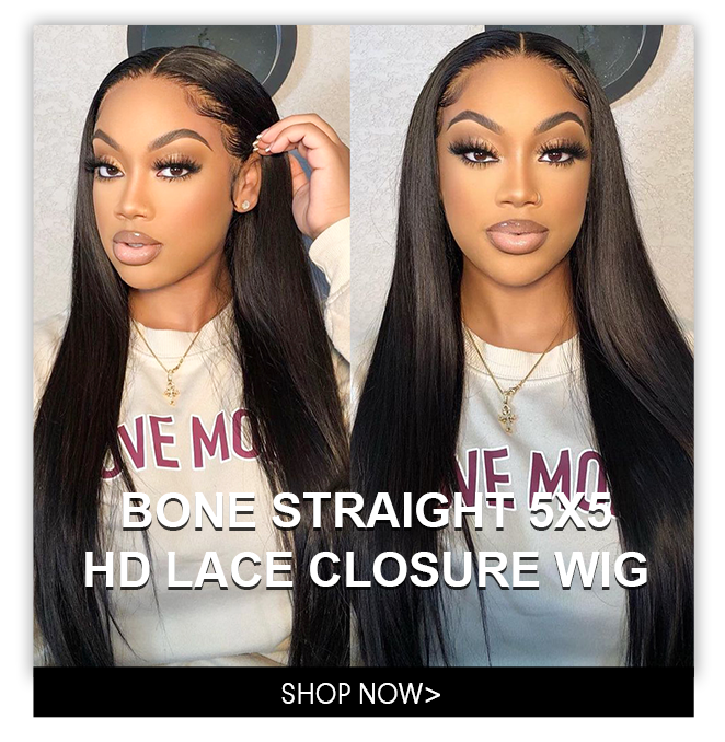 celie HD bone straight lace closure wig
