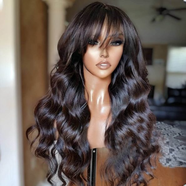 human hair lace wig with bang body wave (3)