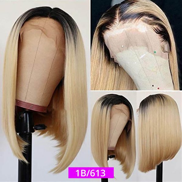 ombre blonde straight bob wig