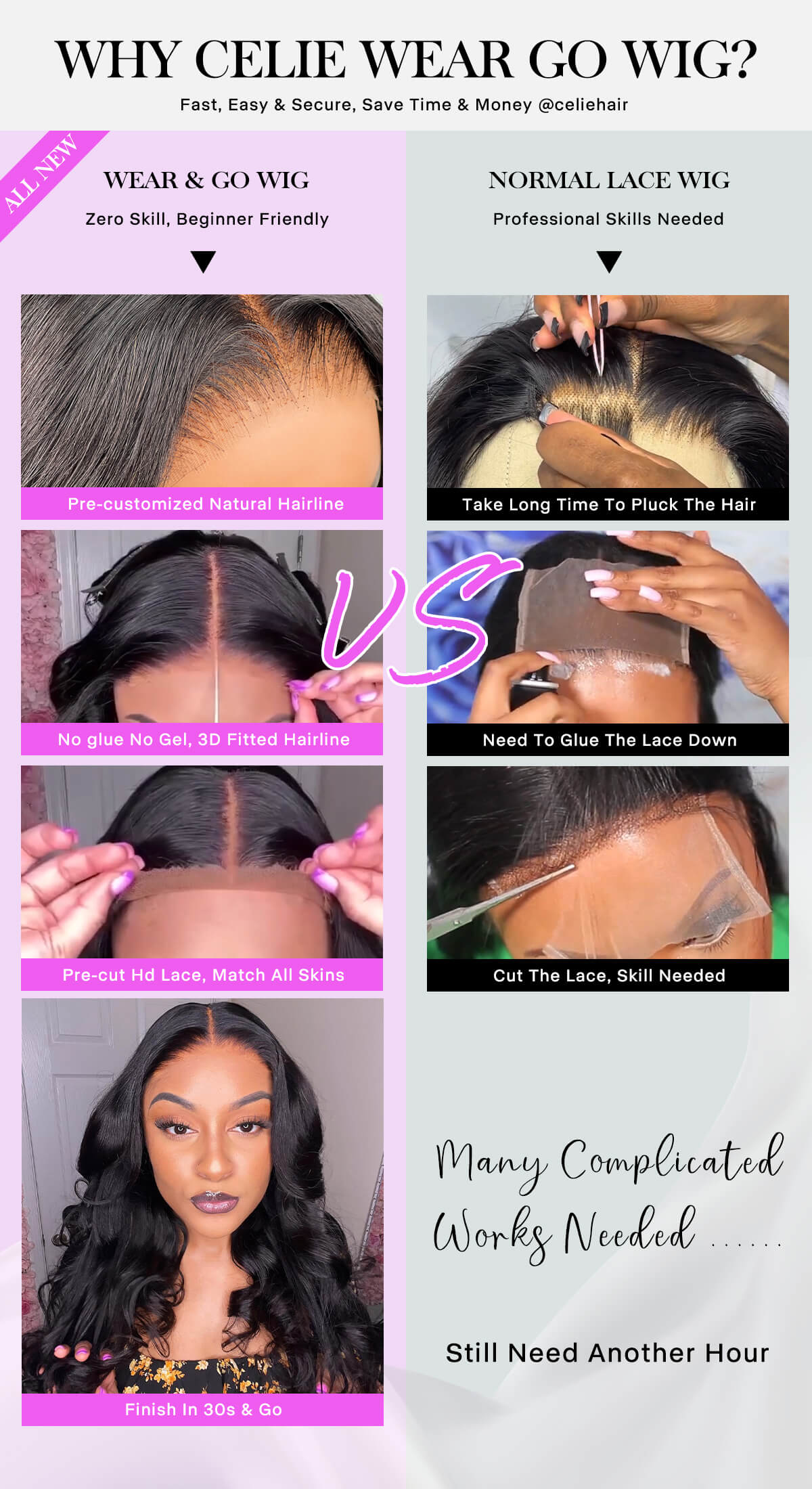 pre cut wear go wig vs normal lace wig