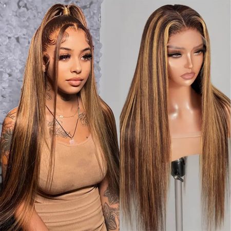 honey blonde straight lace front wig