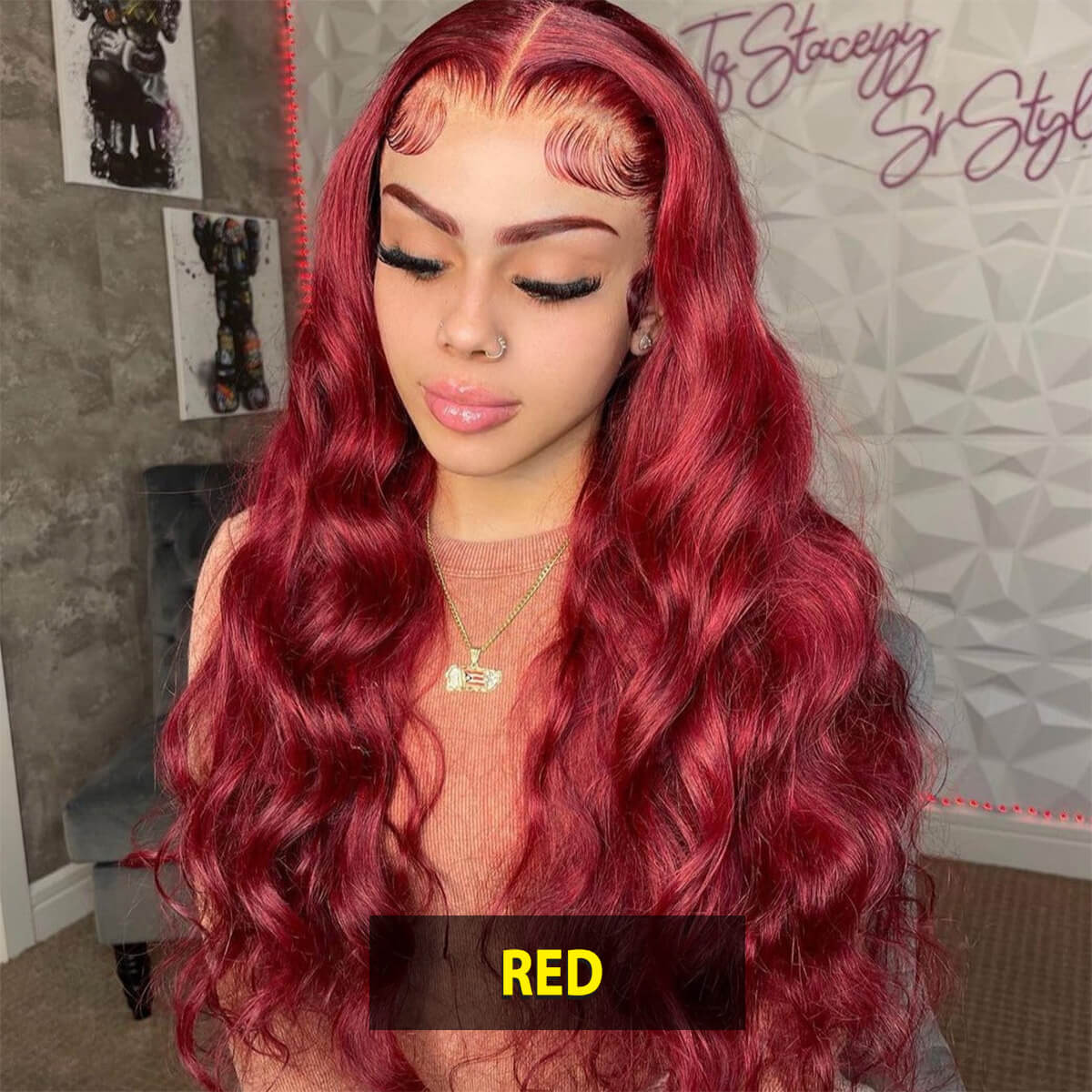 body wave red lace front wig (1)