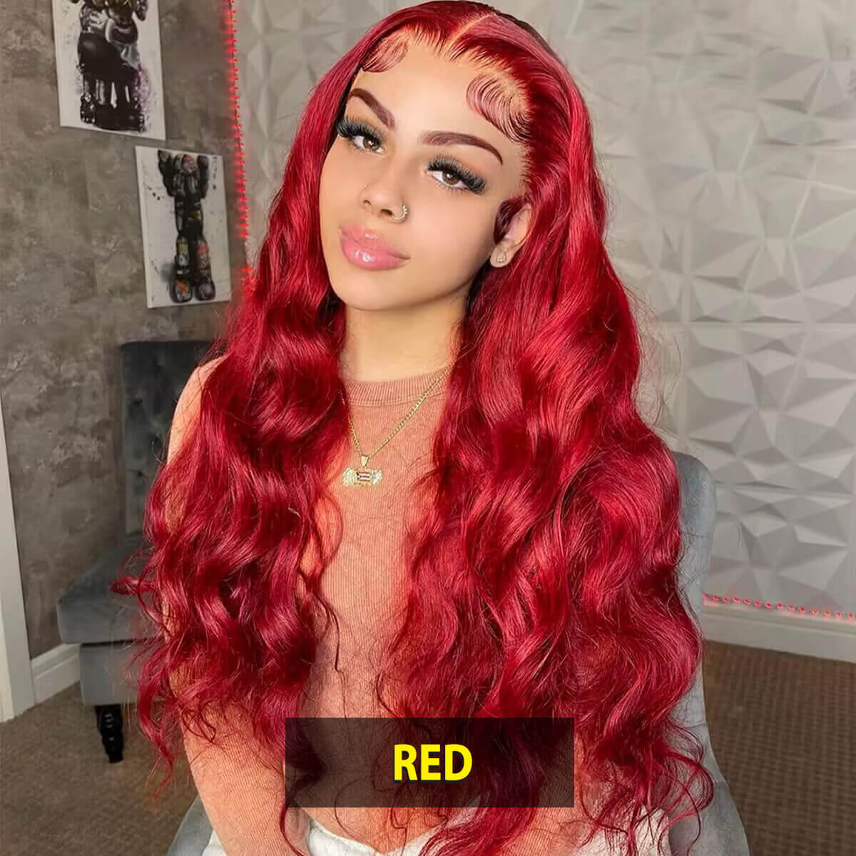 buy 1 get 1 free red body wave wig (2)