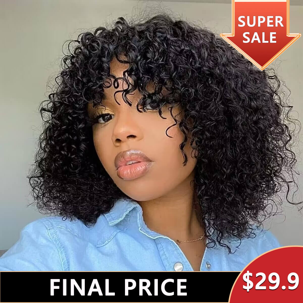 short curly wig with bang sale pic