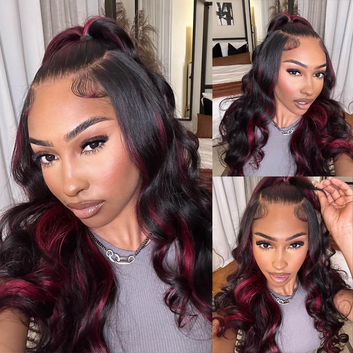 1b burgundy body wave lace front wig