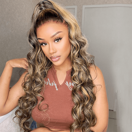 Balayage highlight wig loose deep wave wig (2)
