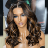 Barrel curls mid length highlight wig (8)